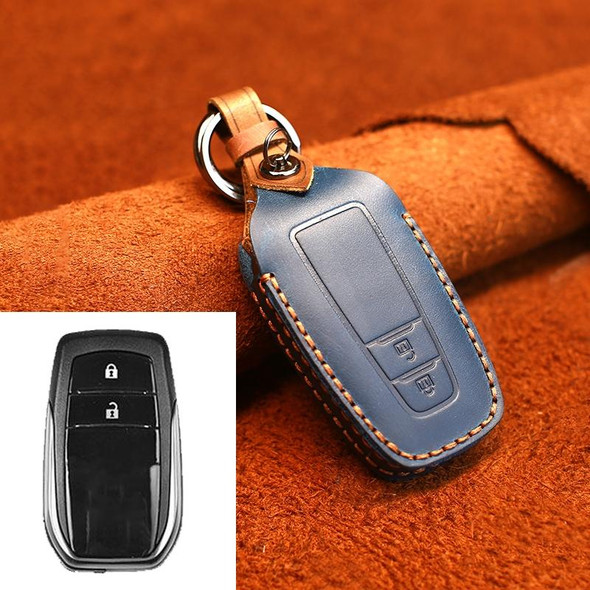 Toyota Car Cowhide Leather Key Protective Cover Key Case, Two Keys Version (Blue)