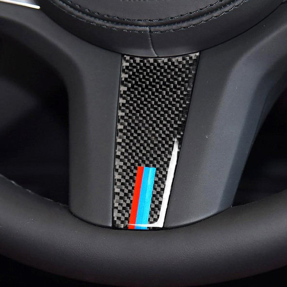 Car Tricolor Carbon Fiber Steering Wheel Decorative Sticker for BMW 5 Series G30/G38 X3 G01/G08