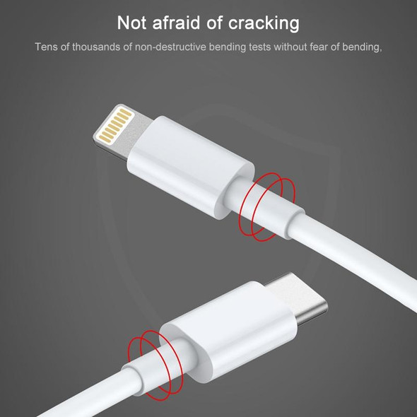 AWEI CL-68 3A Type-C / USB-C to 8 Pin PD Fast Charging Data Cable, Length: 1m(White)