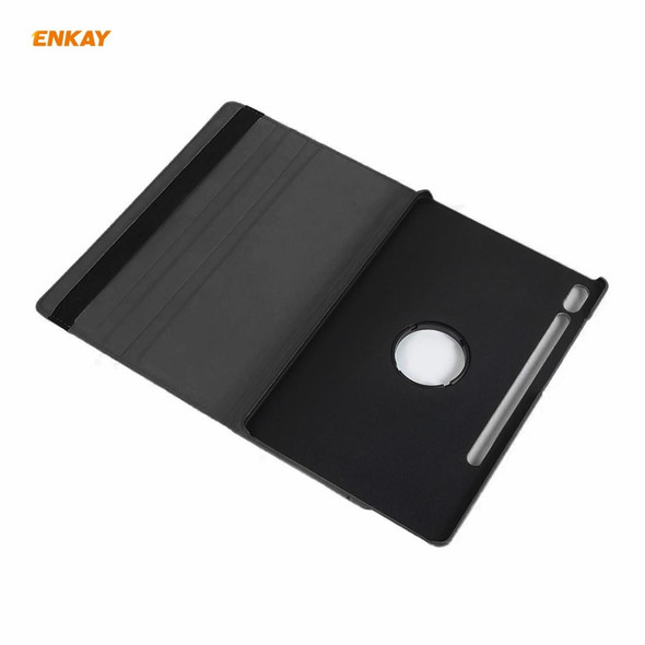ENKAY for Samsung Galaxy Tab S8 / Galaxy Tab S7 11.0 T870 / T875 ENK-8012 360 Degree Rotation Litchi Texture Horizontal Flip PU Leatherette Smart Case with Holder & Sleep / Wake-up(Black)