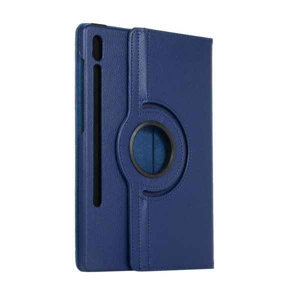 Samsung Galaxy Tab S8+ / Tab S8 Plus / Tab S7 FE / Tab S7+ / T970 / T976B Litchi Texture Horizontal Flip 360 Degrees Rotation Leather Case with Holder(Blue)