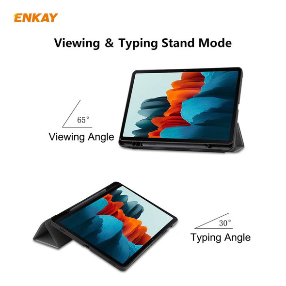 ENKAY ENK-8011 PU Leatherette + TPU Smart Case with Pen Slot for Samsung Galaxy Tab S8 / Galaxy Tab S7 11.0 T870 / T875(Grey)