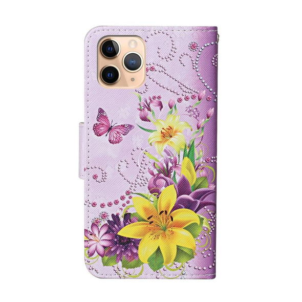 iPhone 11 Pro Max Colored Drawing Pattern Horizontal Flip Leather Case with Holder & Card Slots & Wallet(Yellow Flower Butterfly)