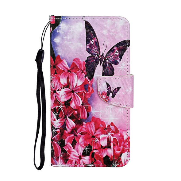 iPhone 11 Pro Max Colored Drawing Pattern Horizontal Flip Leather Case with Holder & Card Slots & Wallet(Red Flower Butterfly)