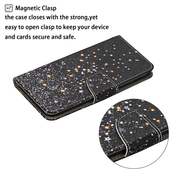iPhone 11 Pro Max Colored Drawing Pattern Horizontal Flip Leather Case with Holder & Card Slots & Wallet(Black Five-pointed Star)