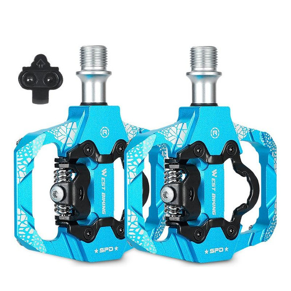 A Pair WEST BIKING YP0802086 Mountain Bike Aluminum Bearing Pedals(Blue)