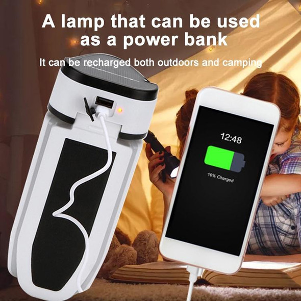 Multifunctional Solar USB Charging 60 LED Trefoil Camping Lamp Outdoor Tent Portable Lamp Flashlight  Emergency Light Bulb Light, Style: Solar