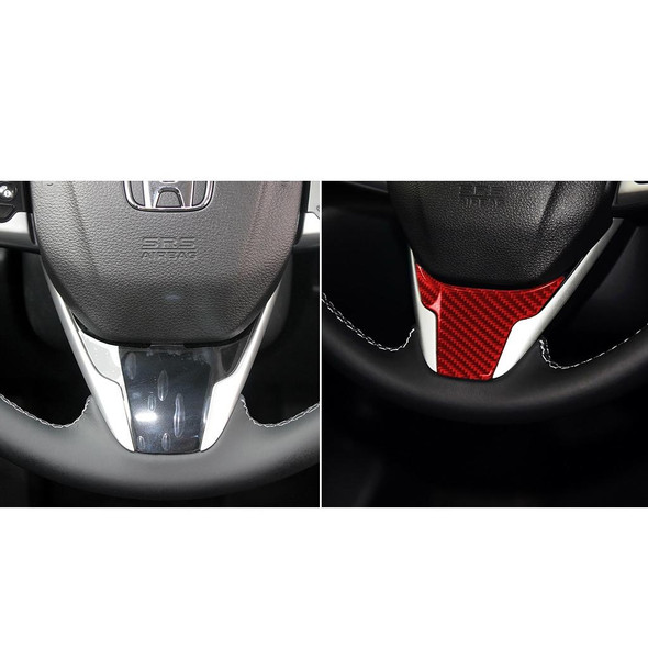 Car Carbon Fiber Steering Wheel Decorative Sticker for Honda Tenth Generation Civic 2016-2019, Left and Right Drive Universal (Red)