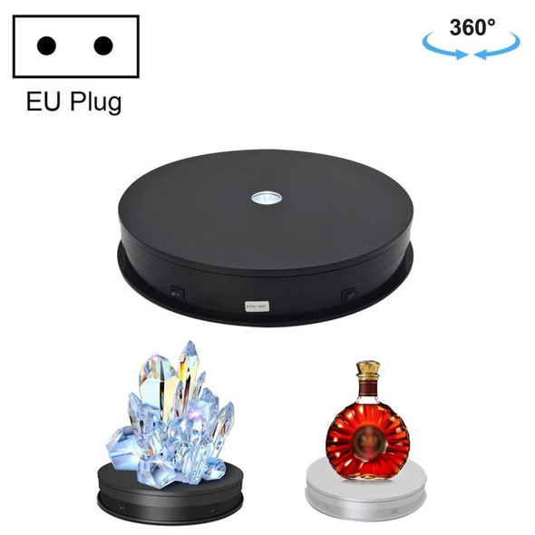 30cm Electric Rotating Turntable Display Stand  LED Light Video Shooting Props Turntable, Power Plug:220V EU Plug(Black)