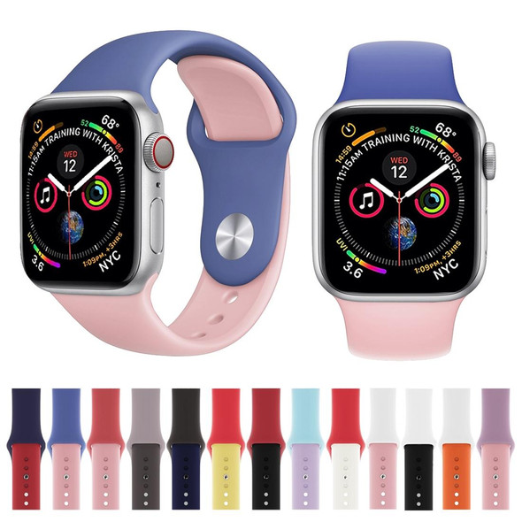 Double Colors Silicone Watch Band for Apple Watch Series 3 & 2 & 1 42mm (Purple+Light Pink)