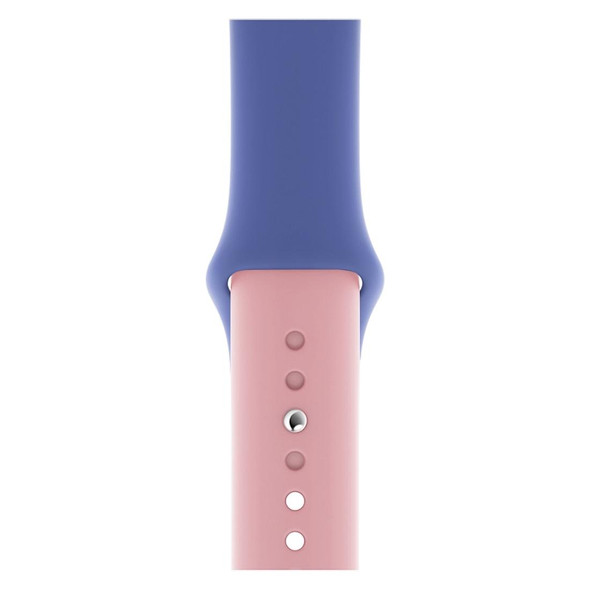 Double Colors Silicone Watch Band for Apple Watch Series 3 & 2 & 1 42mm (Light Blue+Light Pink)