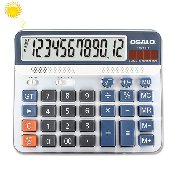 OSALO OS-6815 12 Digits Desktop Calculator Solar Energy Dual Power Calculator