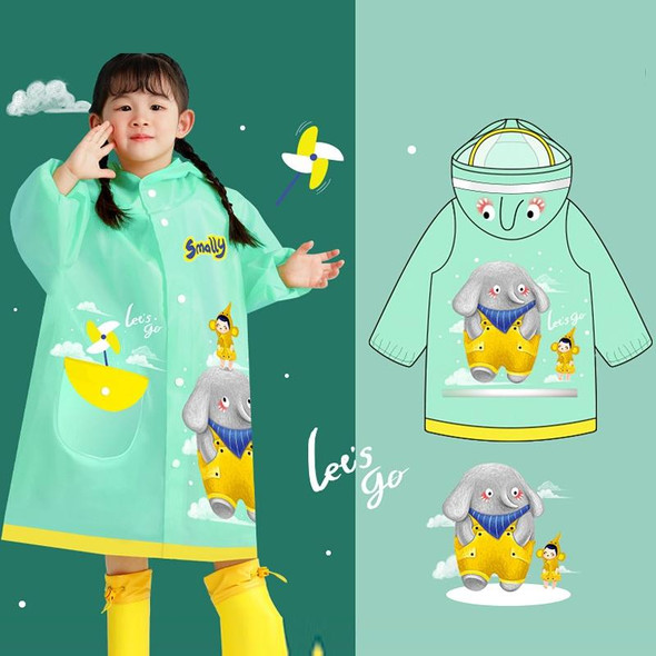 Smally Cartoon Children Raincoat EVA Waterproof Student Split Poncho, Size: M(Mint Green)