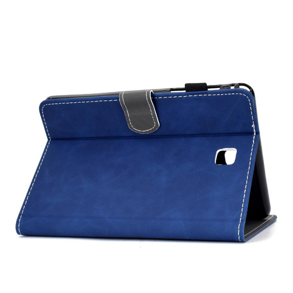 Galaxy Tab A 8.0 (2015) T350 Embossing Sewing Thread Horizontal Painted Flat Leather Case with Sleep Function & Pen Cover & Anti Skid Strip & Card Slot & Holder(Blue)