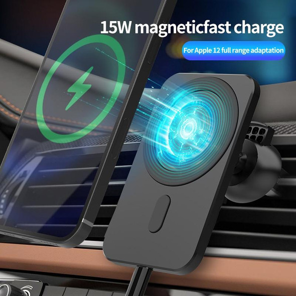 N16 10W Car Air Outlet + Suction Cup Magsafe Magnetic Wireless Charger Mobile Phone Holder - IPhone 12 Series(Black)
