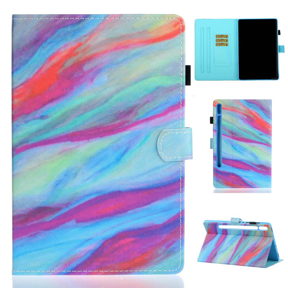 Samsung Galaxy Tab S8 / Galaxy Tab S7 11.0 T870 Colored Drawing Pattern Horizontal Flip PU Leather Case with Holder & Card Slots & Anti-skid Strip & Sleep / Wake-up Function(Colorful Marble)