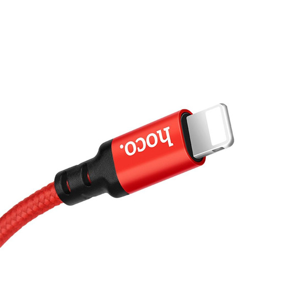 hoco X14 2m Nylon Braided Aluminium Alloy 8 Pin to USB Data Sync Charging Cable - iPhone 11 Pro Max / iPhone 11 Pro / iPhone 11 / iPhone XR / iPhone XS MAX / iPhone X & XS / iPhone 8 & 8 Plus / iPhone 7 & 7 Plus (Red)