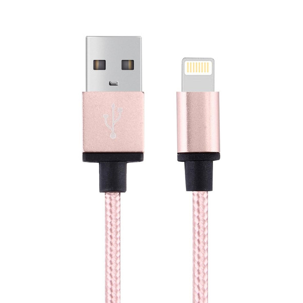 1m Woven Style Metal Head 58 Cores 8 Pin to USB 2.0 Data / Charger Cable,  - iPhone XR / iPhone XS MAX / iPhone X & XS / iPhone 8 & 8 Plus / iPhone 7 & 7 Plus / iPhone 6 & 6s & 6 Plus & 6s Plus / iPad(Pink)