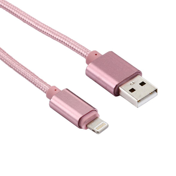 2m Woven Style Metal Head 84 Cores 8 Pin to USB 2.0 Data / Charger Cable, - iPhone XR / iPhone XS MAX / iPhone X & XS / iPhone 8 & 8 Plus / iPhone 7 & 7 Plus / iPhone 6 & 6s & 6 Plus & 6s Plus / iPad(Rose Gold)