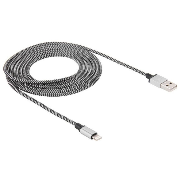 2m Woven Style 8 Pin to USB Sync Data / Charging Cable(Silver)