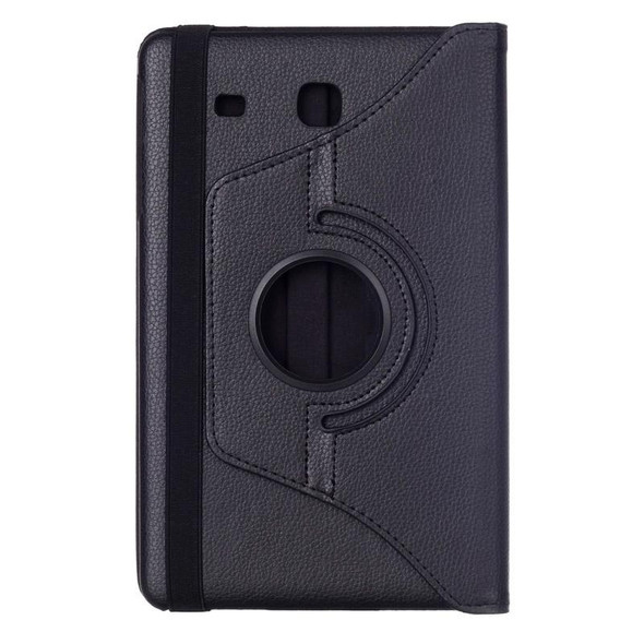 Litchi Texture 360 Degree Rotation Leather Case with Multi-functional Holder for Galaxy Tab E 9.6(Black)