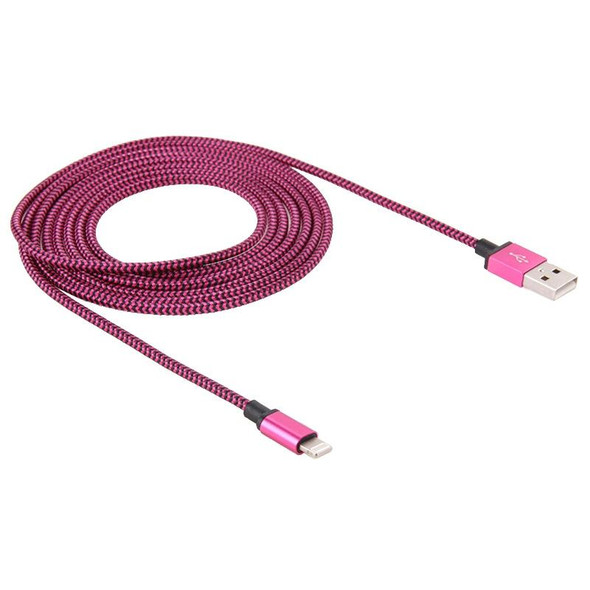 3M 3A 8 PIN Weave Style Metal Head to USB Data Cable / Charger For iPh