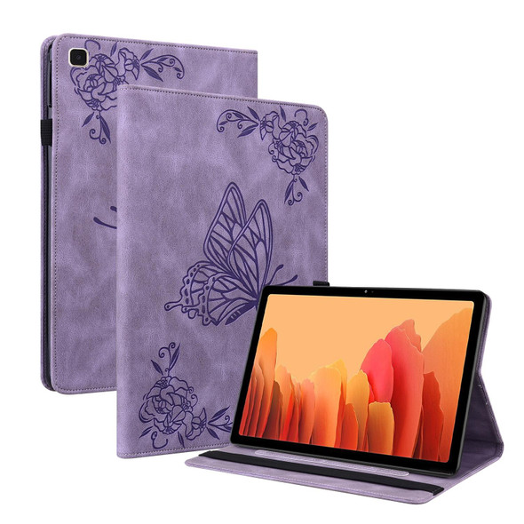 Samsung Galaxy Tab A7 10.4 2020 SM-T500/T505 Butterfly Flower Embossed Leather Tablet Case(Purple)