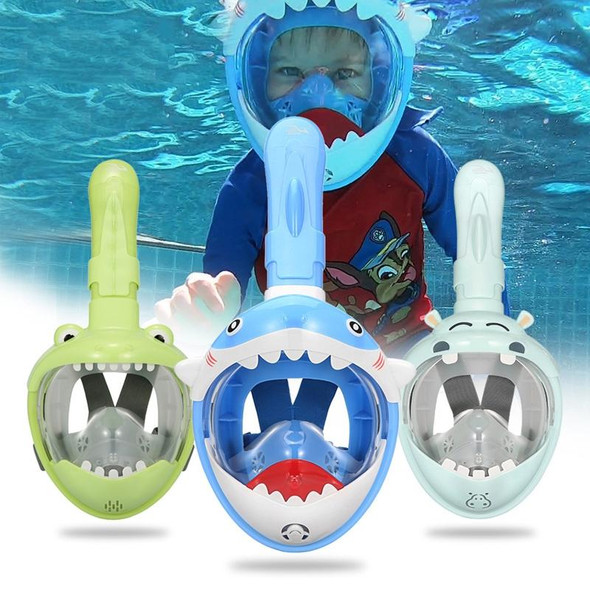 Cartoon Kids Full Dry Diving Mask Swimming Anti-Fog Snorkeling Mask, Size: XS(Hippo)