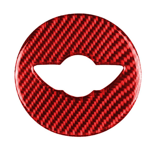 Car Carbon Fiber Steering Wheel Logo Decorative Sticker for BMW Mini R55 R56 Countryman R60 Paceman R61 2007-2013, Left and Right Drive Universal (Red)
