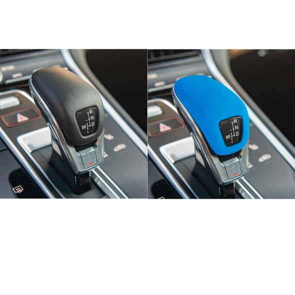 Car Suede Wrap Gear Shift Knob Cover for Porsche Cayenne / Panamera 2018-, Left and Right Drive Universal(Sky Blue)