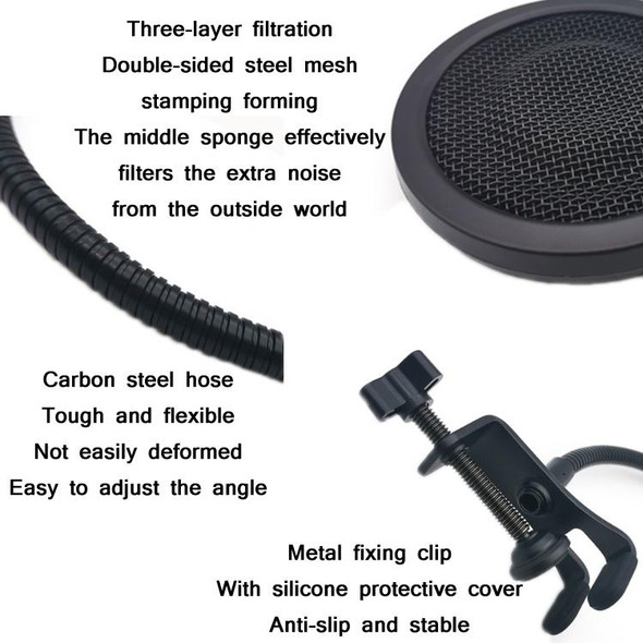 TEYUN PS-3 Microphone Live Recording Noise Reduction Blowout Cover(Black)