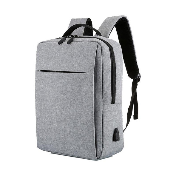 POFOKO Large-capacity Waterproof Oxford Cloth Business Casual Backpack with External USB Charging Design for 15.6 inch Laptops (Grey)