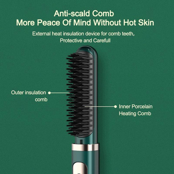 Curling And Straightening Dual-Purpose Negative Ion Automatic Constant Temperature Hair Straightening Comb, Specification:EU Plug(Green)