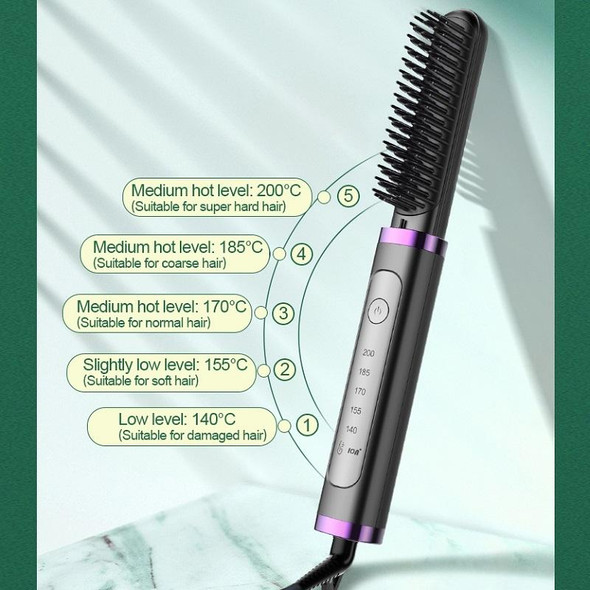 Curling And Straightening Dual-Purpose Negative Ion Automatic Constant Temperature Hair Straightening Comb, Specification:US Plug(Purple)