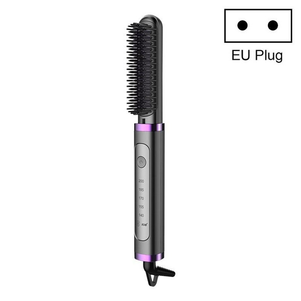 Curling And Straightening Dual-Purpose Negative Ion Automatic Constant Temperature Hair Straightening Comb, Specification:EU Plug(Purple)