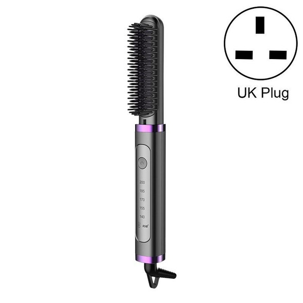 Curling And Straightening Dual-Purpose Negative Ion Automatic Constant Temperature Hair Straightening Comb, Specification:UK Plug(Purple)