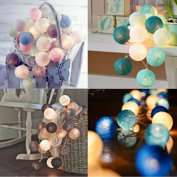 3M 20 Leds Cotton Ball Light String Holiday Wedding Christmas Party Bedroom Fairy Lights Outdoor LED Light Garland Decoration, Power Suupply: EU Plug(Tiffany)