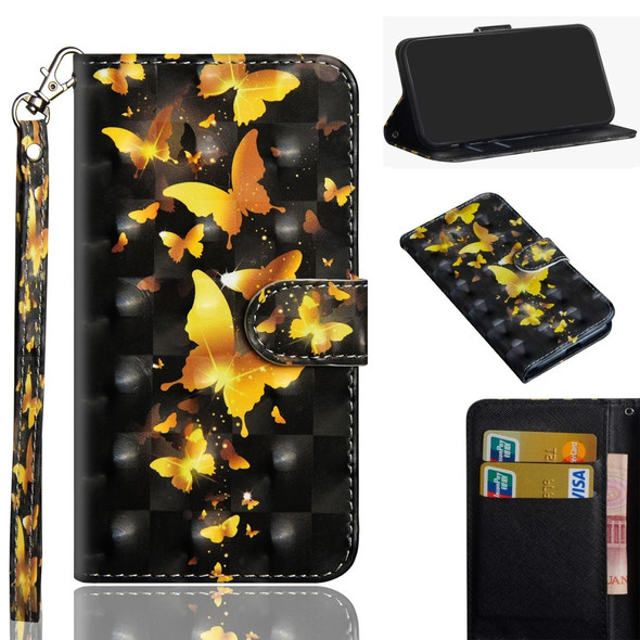 OnePlus 8 Pro 3D Painting Pattern Horizontal Flip TPU + PU Leather Case with Holder & Card Slots & Wallet(Golden Butterfly)
