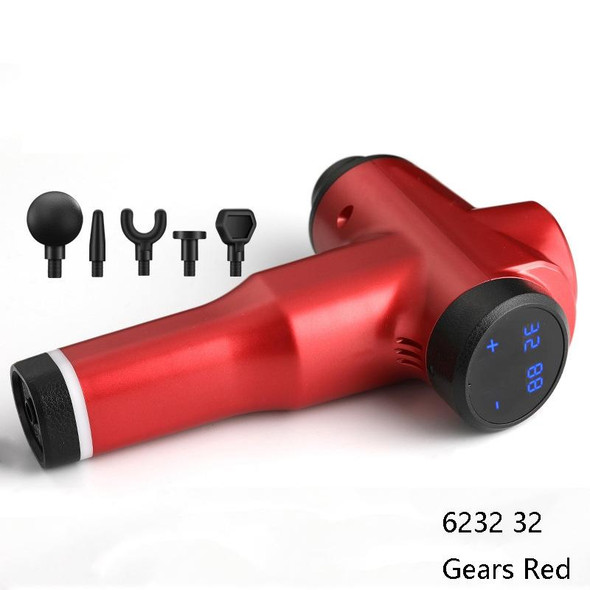 Muscles Relax Massager Portable Fitness Equipment Fascia Gun, Specification: 6232 32 Gears Red(EU Plug)