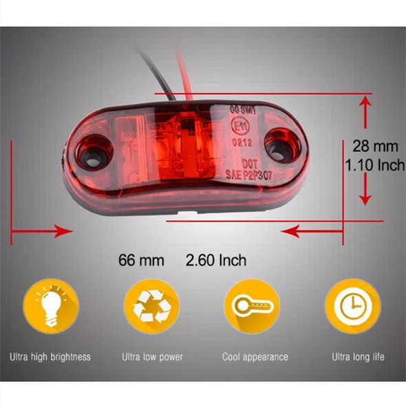 10 PCS 10-30V Car Truck Trailer Piranha LED Side Marker Blinker Lights Bulb, Red Light