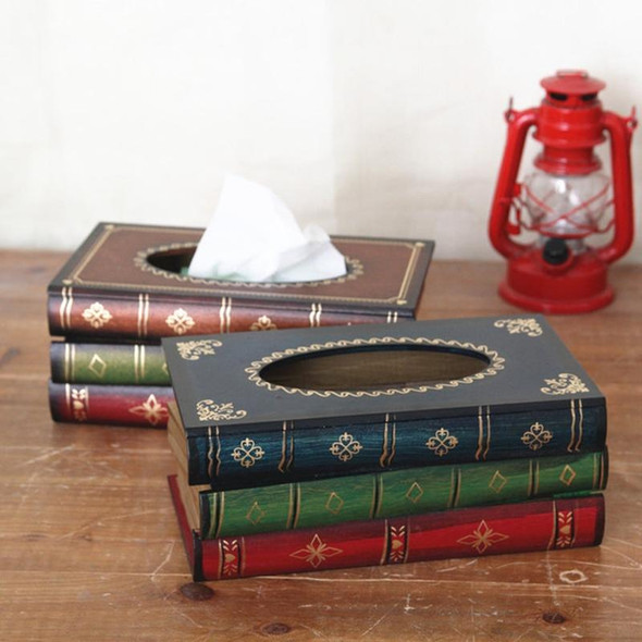 Retro Hand Drawn Book Style Tissue Box Case(Coffee)