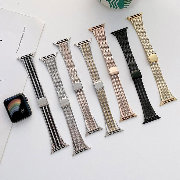Three Lines Steel Watch Band - Apple Watch Series 7 45mm / 6 & SE & 5 & 4 44mm / 3 & 2 & 1 42mm(Gold)