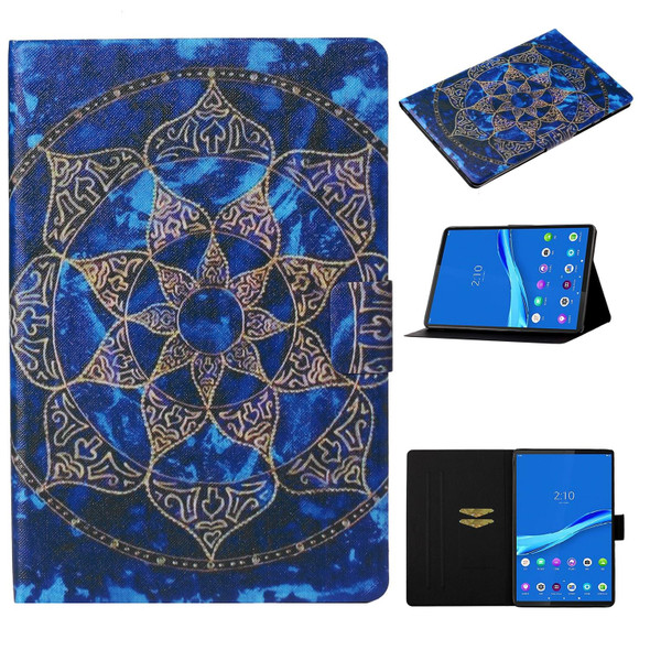 Samsung Galaxy Tab A8 10.5 2021 Voltage Texture Coloured Drawing Pattern Leather Tablet Case(Blue Mandala)