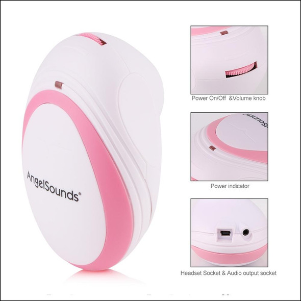 JPD-100S Mini Household Fetal Doppler Prenatal Pocket Baby Ultrasound Detector Angel Sound Heartbeat Pregnant Doppler Monitor(Pink)