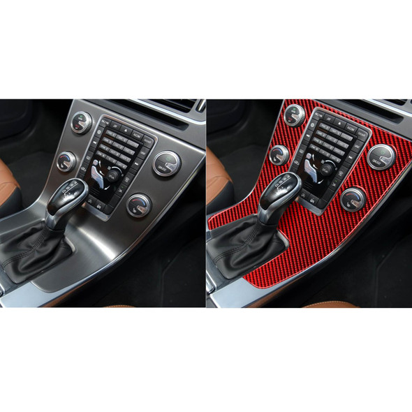 Car Carbon Fiber Central Control Panel Decorative Sticker for Volvo V60 2010-2017, Right Drive(Red)