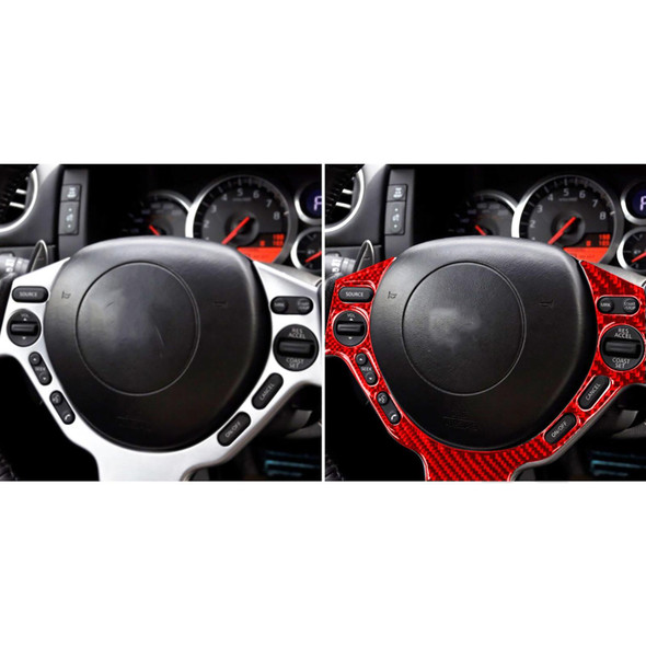 Carbon Fiber Car Steering Wheel Buttons Decorative Sticker for Nissan GTR R35 2008-2016, Left and Right Driving Universal (Red)