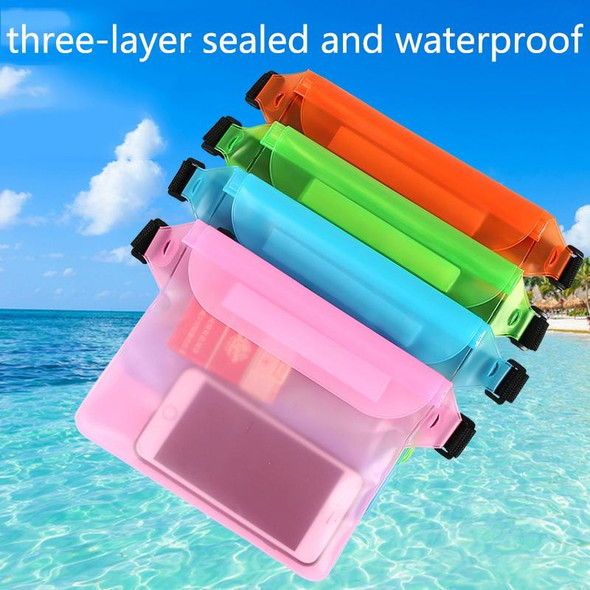 10 PCS Outdoor Beach Mobile Phone Waterproof Bag Three-Layer Sealed PVC Storage Waterproof Waist Bag(Pink)