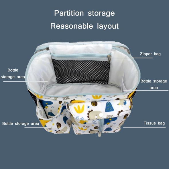 Multifunctional Baby Stroller Storage Bag, Colour: Green Lamb + Side Pocket