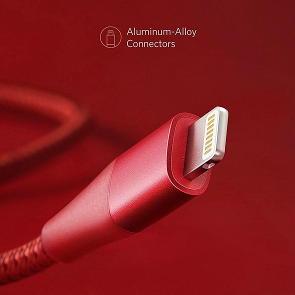 ANKER A8453 Powerline+ II USB to 8 Pin Apple MFI Certificated Nylon Pullable Carts Charging Data Cable, Length: 1.8m(Red)