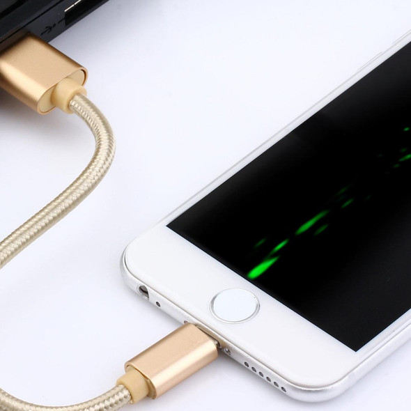 1m Woven Style Metal Head 84 Cores 8 Pin to USB 2.0 Data / Charger Cable, - iPhone XR / iPhone XS MAX / iPhone X & XS / iPhone 8 & 8 Plus / iPhone 7 & 7 Plus / iPhone 6 & 6s & 6 Plus & 6s Plus / iPad(Gold)